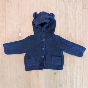GAP Baby Brannon Bear Knit Hoodie Cardigan 3-6 Months 100% Cotton